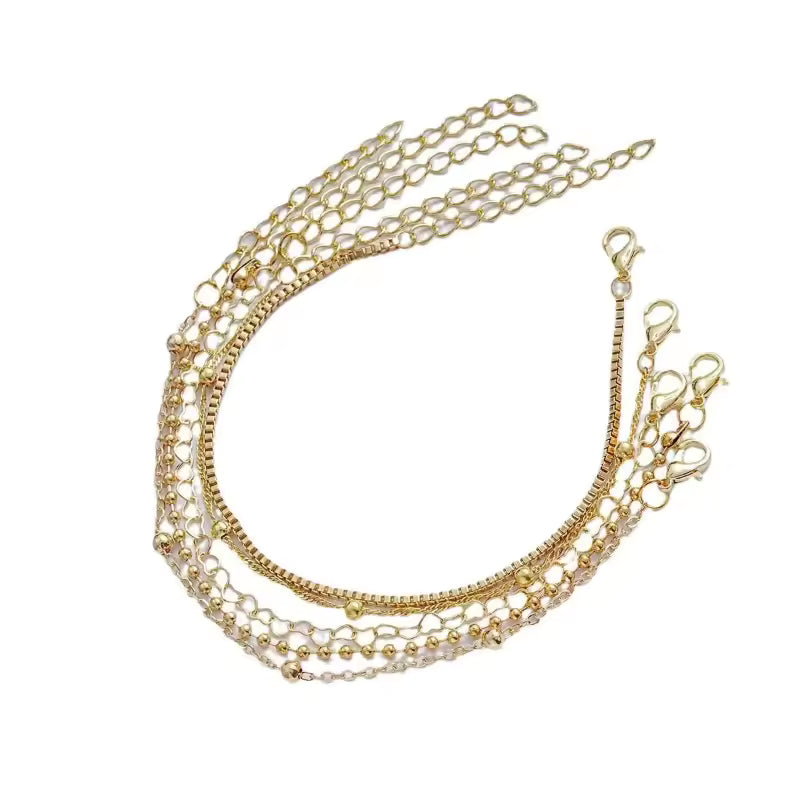 5 Pack Metal Bead Charm Bracelet