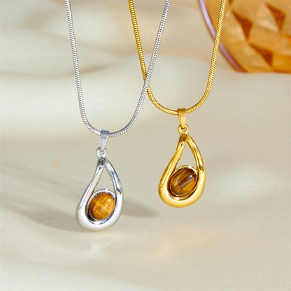 Metal Drop-shaped Pendant Necklace