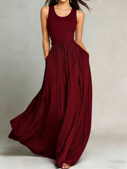 Sleeveless Pocket Long Dress