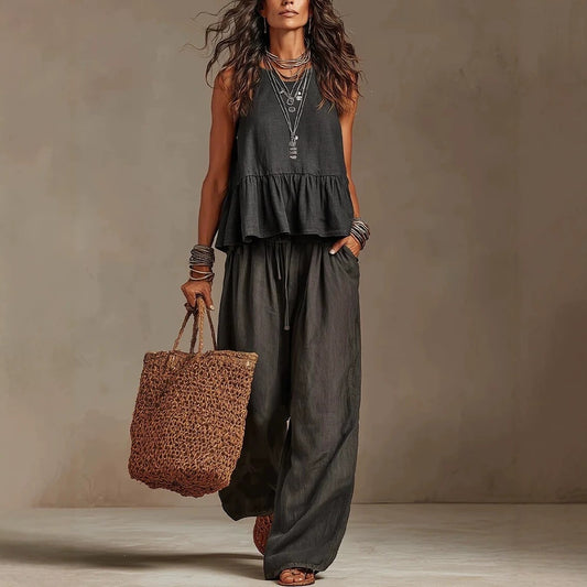 Women's Sleeveless Wide-Leg Casual Set