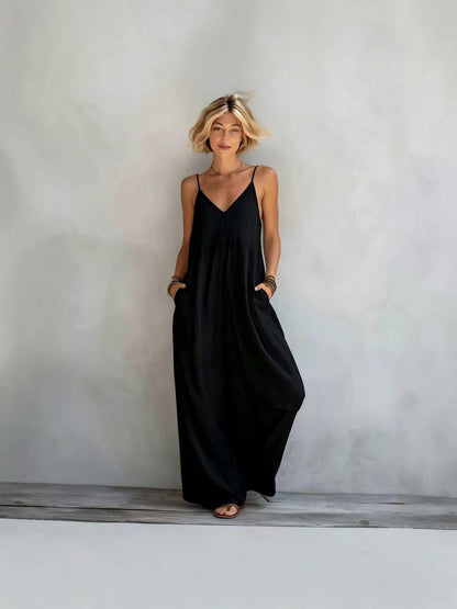 Womens Wide Leg Linen Jumpsuit