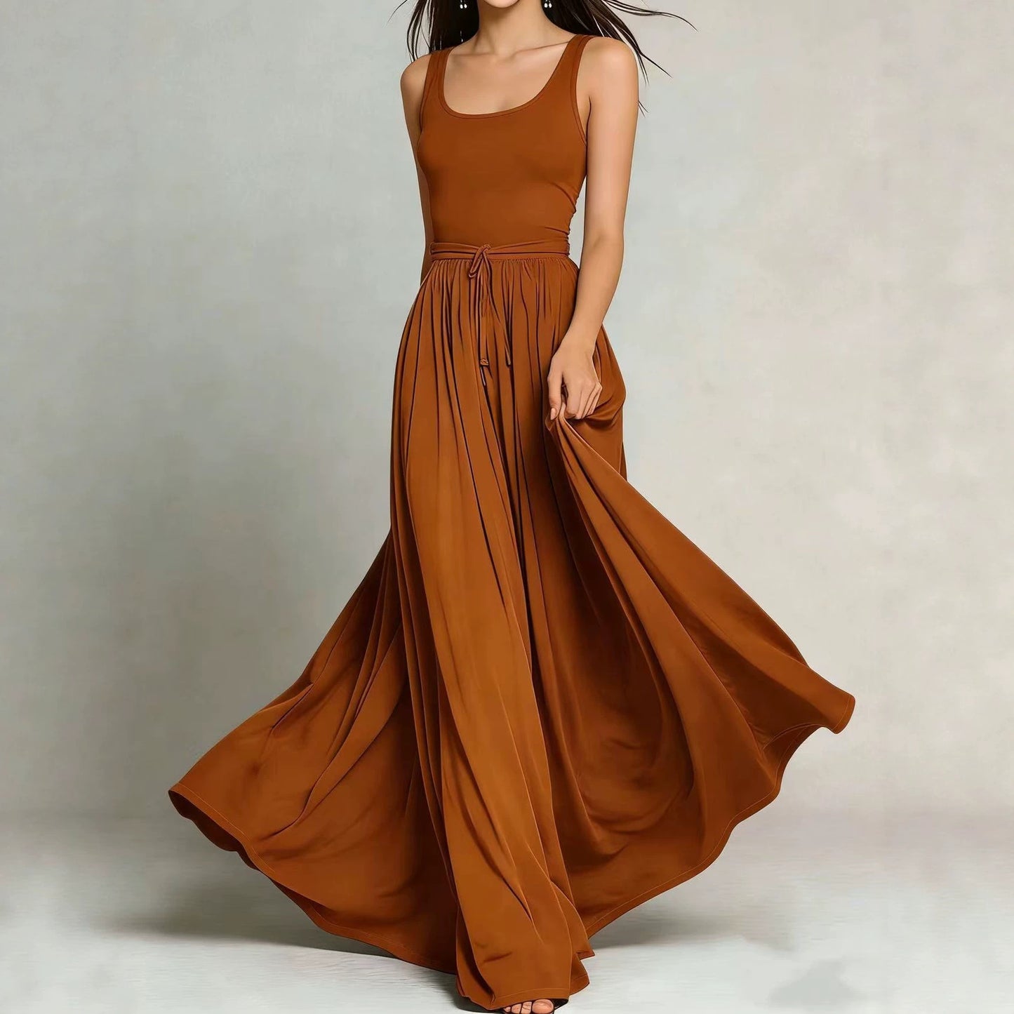 Sleeveless Pocket Long Dress