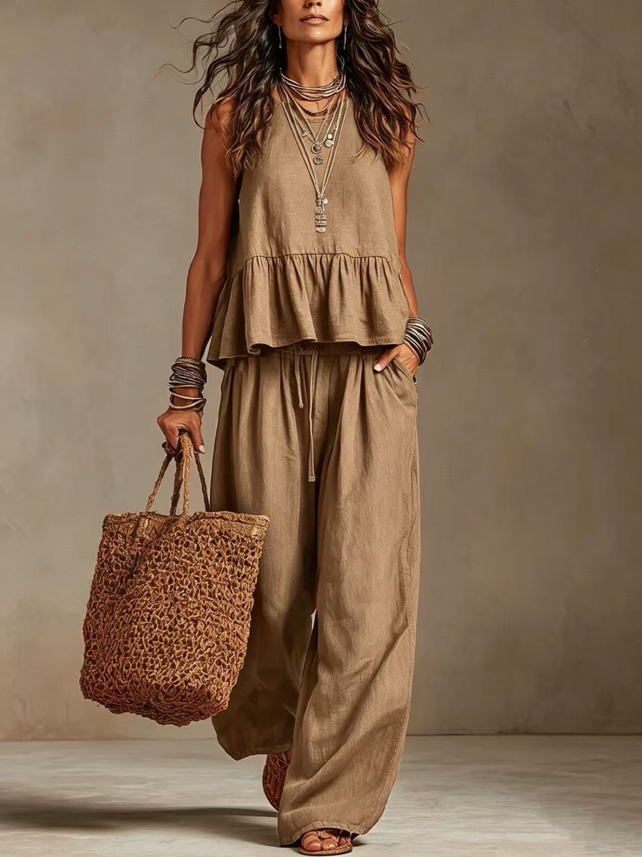 Women's Sleeveless Wide-Leg Casual Set
