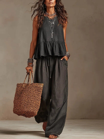 Women's Sleeveless Wide-Leg Casual Set