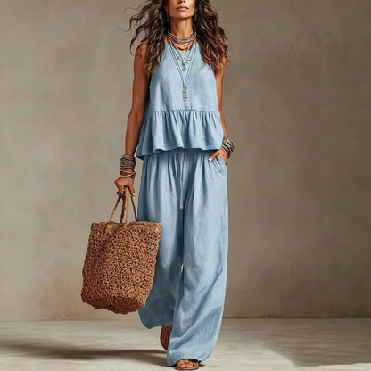 Women's Sleeveless Wide-Leg Casual Set
