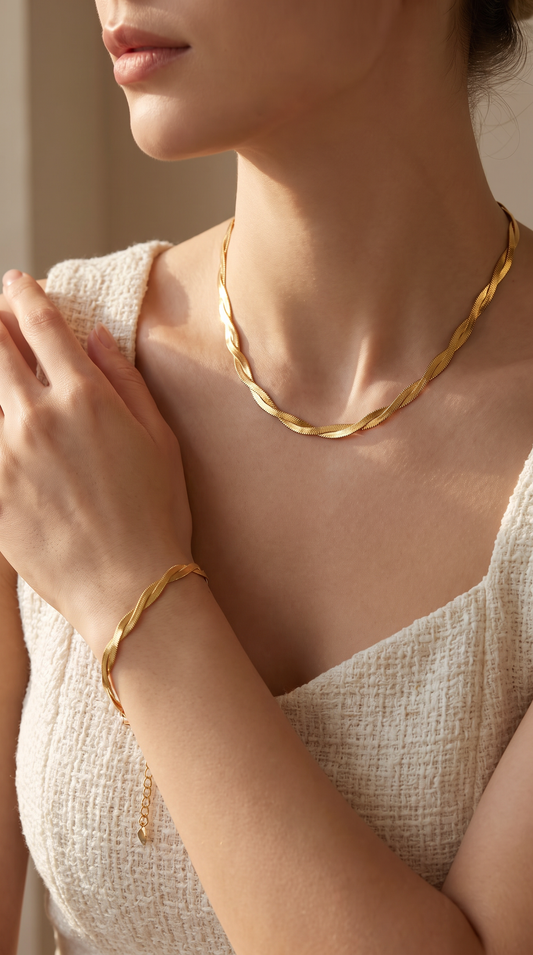 Twirled Snake Necklace & Bracelet