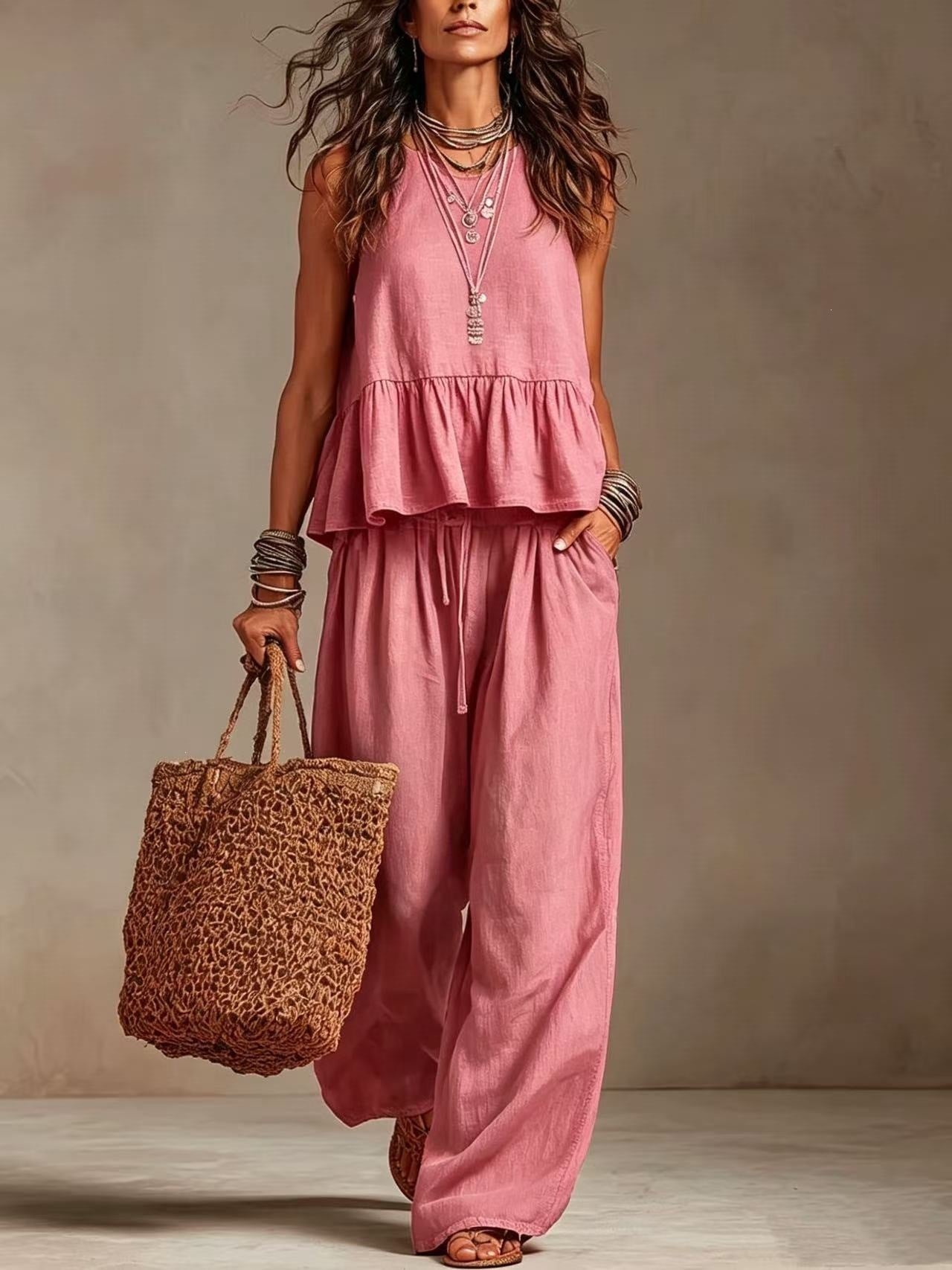 Women's Sleeveless Wide-Leg Casual Set