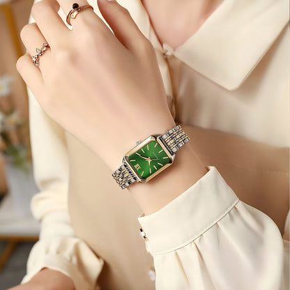 Rectangle Quartz Watch With Steel Band