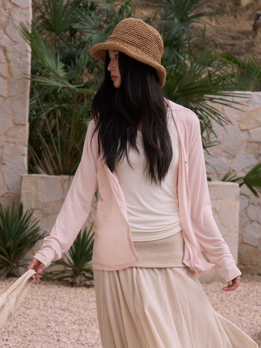 Lightweight Buttoned Long-Sleeved Top