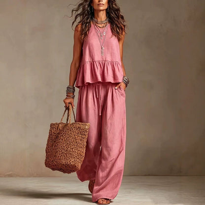 Women's Sleeveless Wide-Leg Casual Set