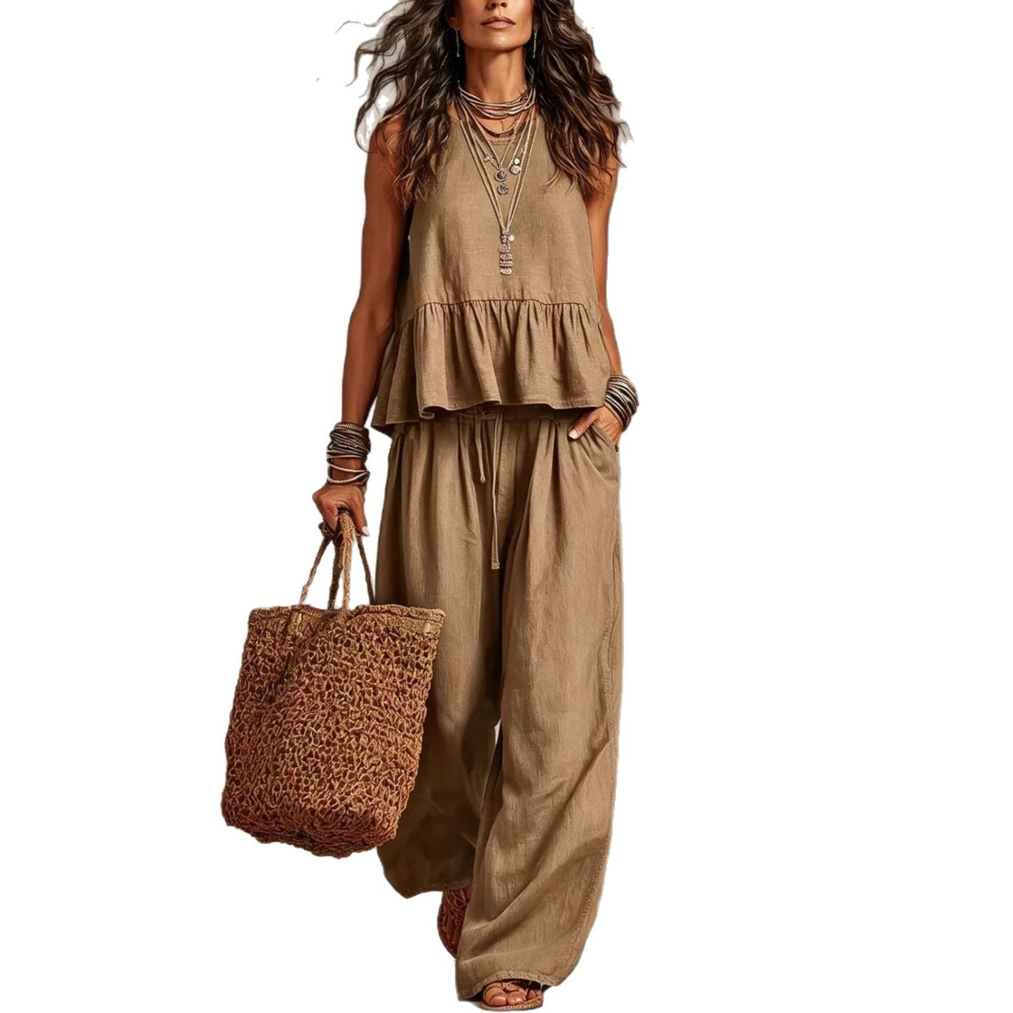 Women's Sleeveless Wide-Leg Casual Set